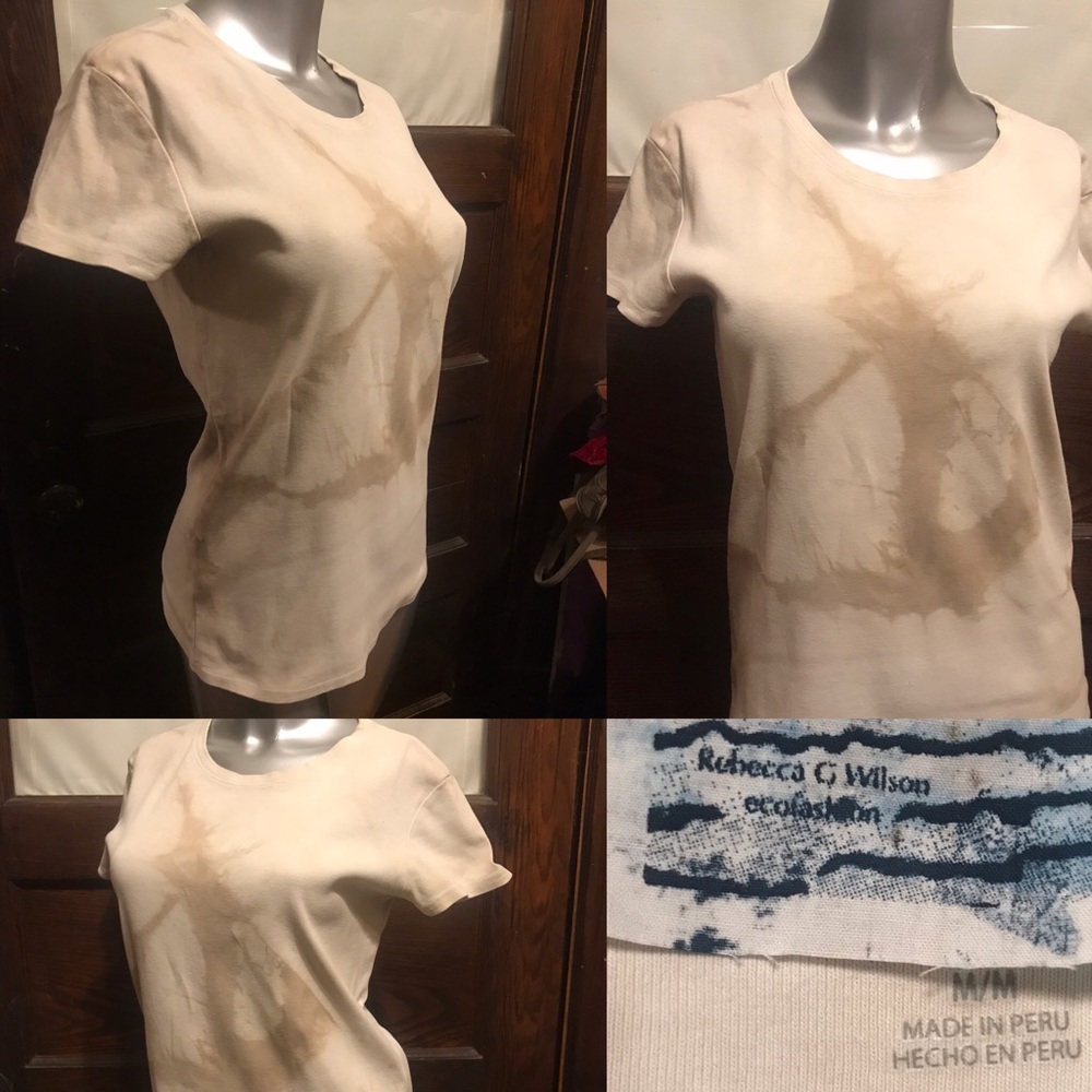 Ladies plant tie dyed upcycled cotton tshirt M
